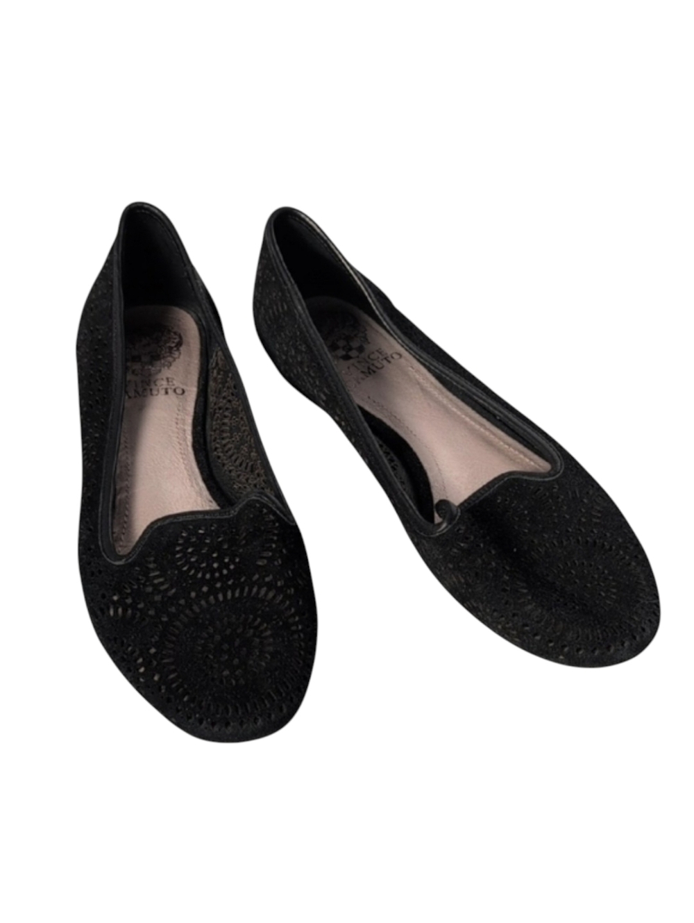Vince Camuto Black Suede Perforated Flats Size 6.5